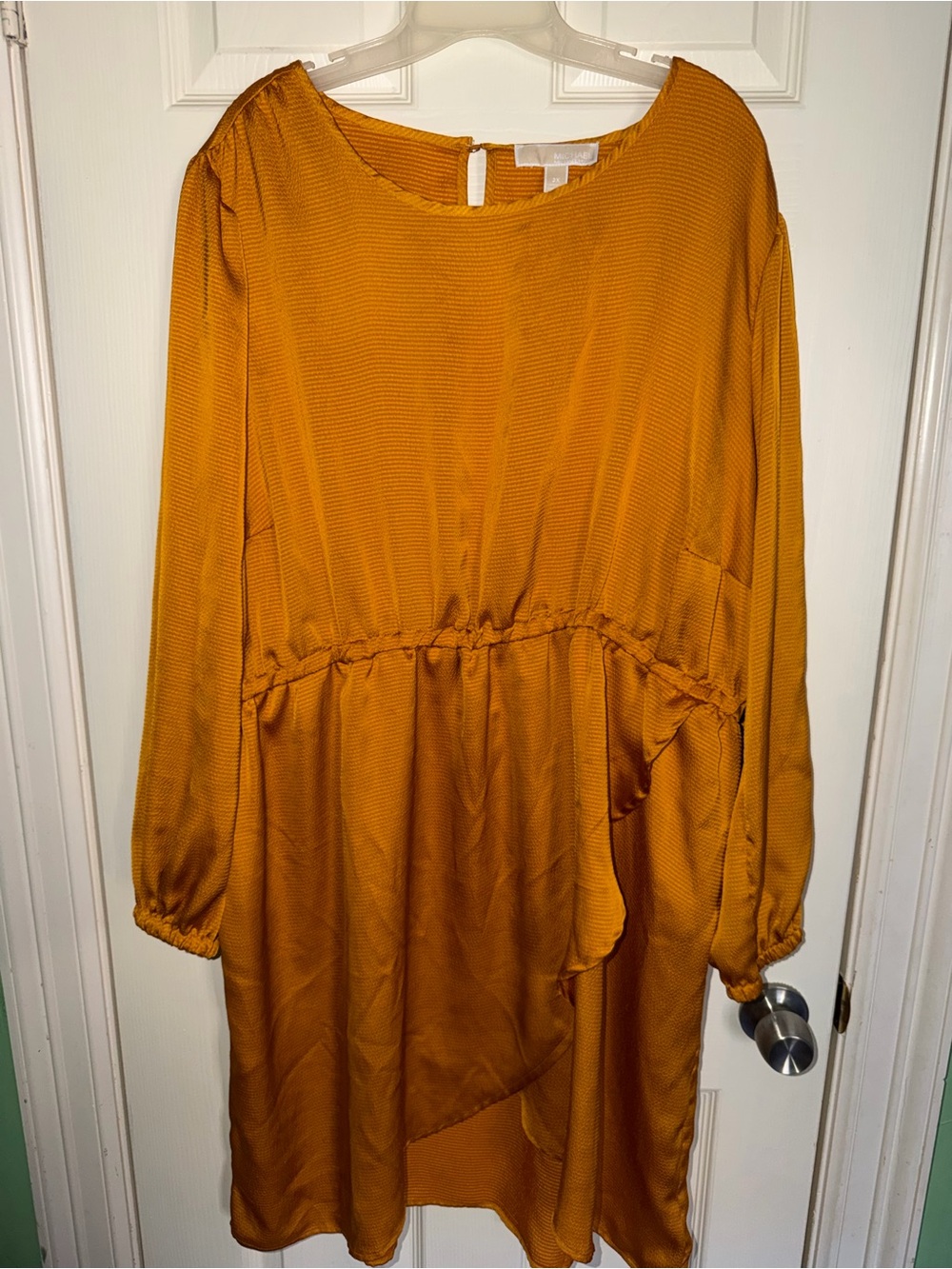 Michael Kors Marigold Long Sleeve Satin Dress - 3X